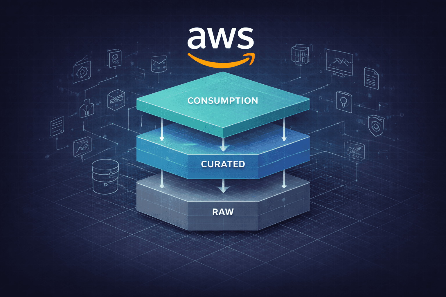 AWS data lake architecture blueprint diagram